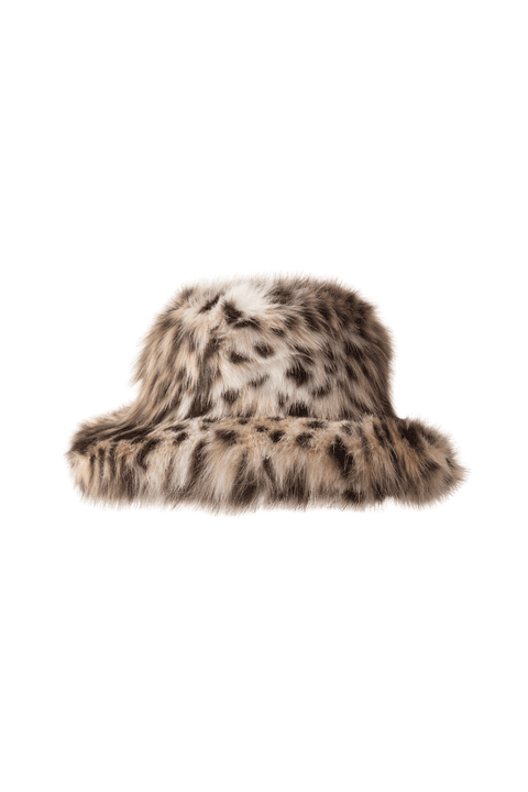 ハット MOLLIOLLI Bucket Soft Ecofur Winter Hat Dark Leopard MW4WAC0 BUCKET fur hat [soft leopard] - molliolli | 60% - Asian